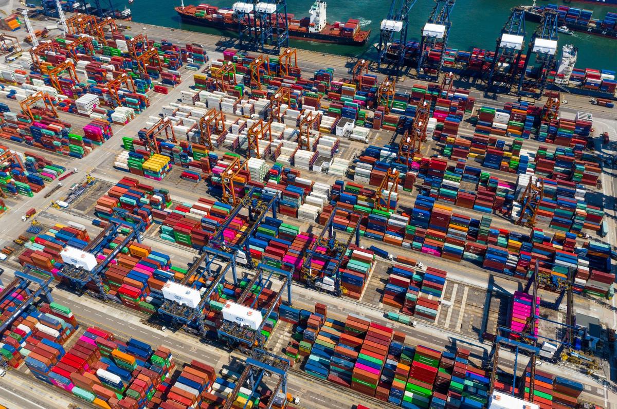 Bird’s eye view of shipping port